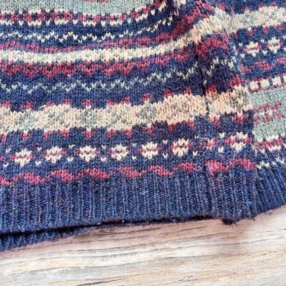 Croft & Barrow Fair Isle Cardigan Eclectic Grandpa Grandma Cottage Navy Button S - Picture 7 of 10